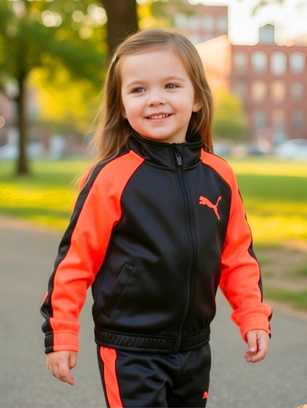 PUMA ✦ Black Salmon Zip‑Up Track Jacket ✦ Kids Athletic Lightweight Sporty Sz 4T